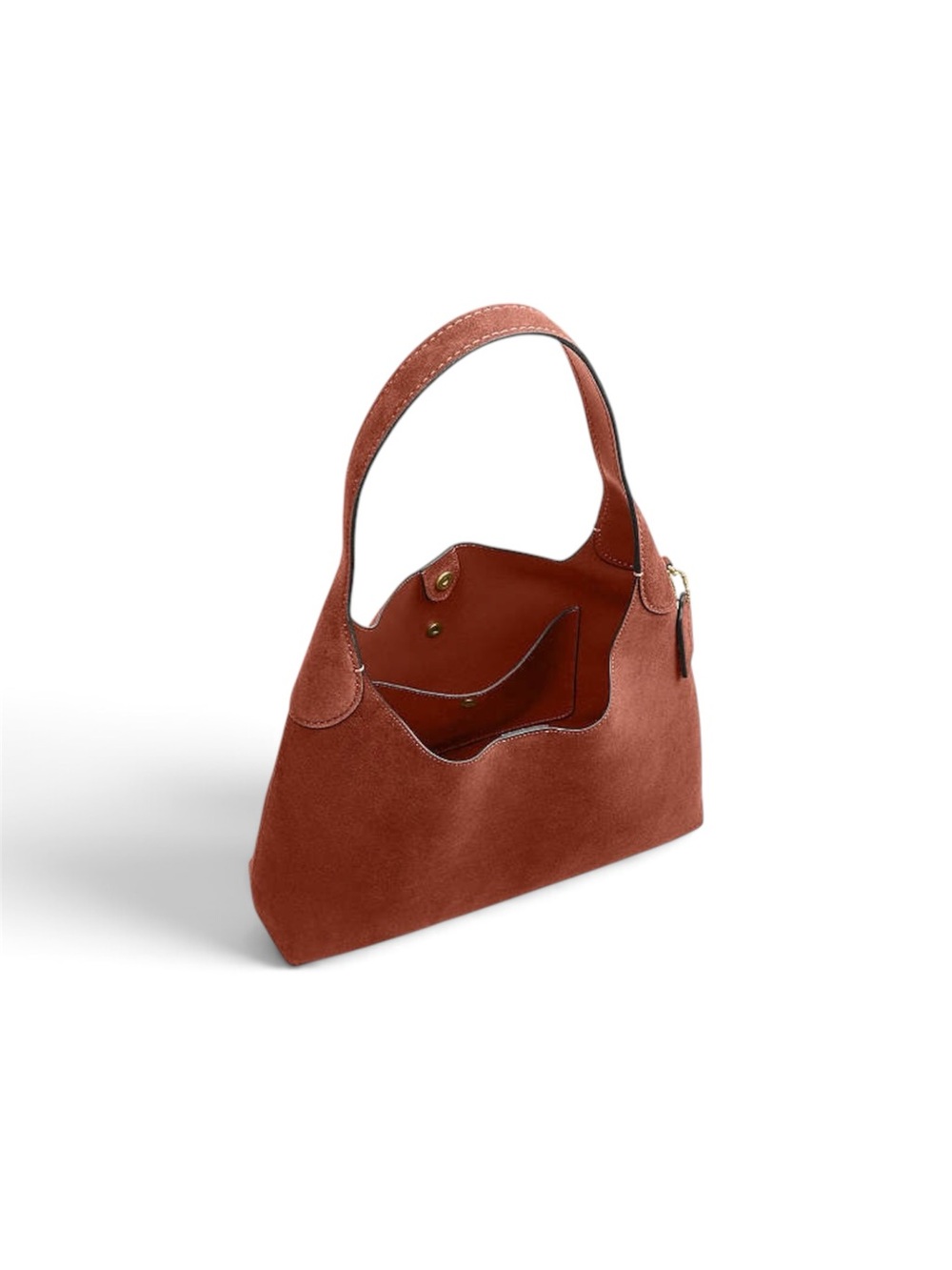 *SOLD* Coach Brooklyn 34 Suede Shoulder Bag Clay Brass | Authentic Luxury Hobo - Picture 8 of 10